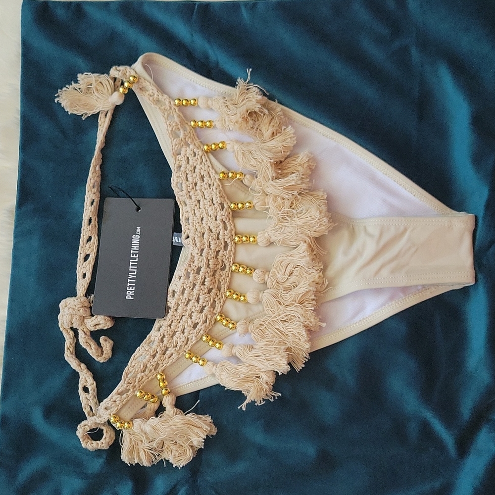 Natural Crochet Tassel Knit Bikini Bottom